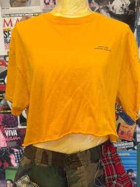 Women’s Cropped Yellow Tee – 'Only The Strong Survive' Graphic